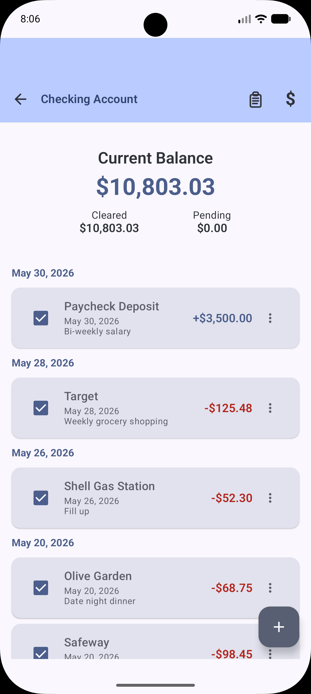 EP Finance transaction register